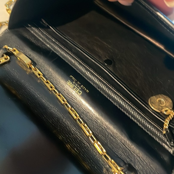 Celine Vintage Box Calf Macadam Logo 2Way Chain Shoulder Clutch RARE - Picture 7 of 14